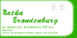 matka brandenburg business card